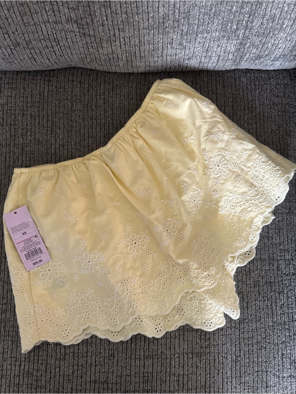 Light Yellow Eyelet Cotton Skort
